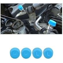 4PCS Car AC Valve Core Caps, High Low Pressure R134a Vehicle AC System Charging Port Dust Covers, Leakproof Auto Air Conditioning Valve Caps Replacement Accessories, Universal Fit