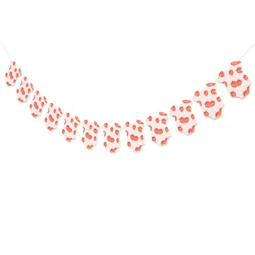 Strawberry Bodysuit Banner - Strawberry Baby Shower,Strawberry Bodysuit Decorations,Gender Reveal Banner (Strawberry)4