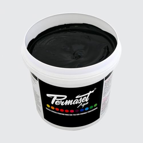 Permaset Aqua Standard 1 Litre Black - Screen Printing Ink for Fabric - Ideal Screen Printing Kit for Home Office, Starter Kit, Fabric Paint, Screen Printer and Other Fabric Ink
