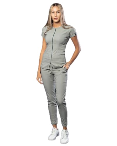 Ensemble médical gris évite la chaleur vêtement zippé hôpital