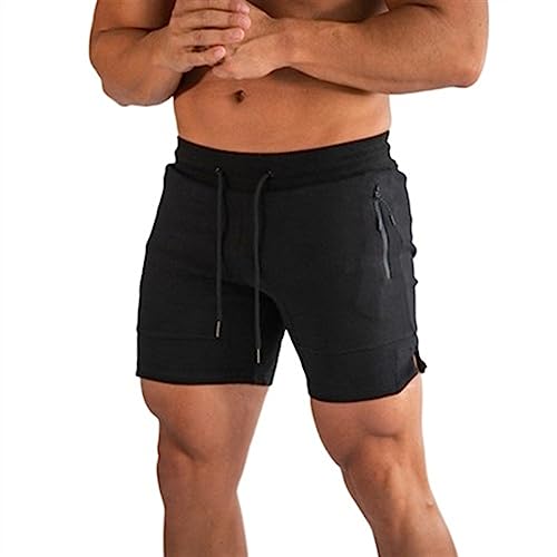 FABROX Mannen Pocket Shorts Mannen Zomer Running Korte Broek Mannelijke Sport Shorts, Zwart, XXL