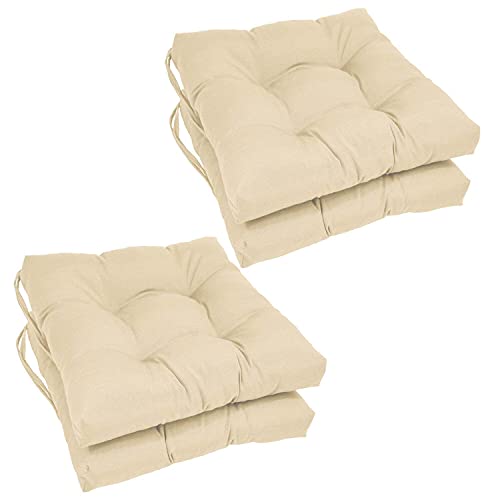 4 Cojines para Silla, 40x40 CM, Acolchados, Relleno de Algodón 7cm, Cómodos y BIandos, Ideal para la Decoración de Cocina y Salón, Comedor y jardín. Fabricados en España (Beige, Pack 4 unidades)