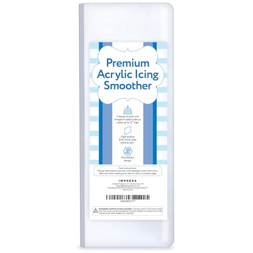 IMPRESA Large Clear Acrylic Cake Smoother Scraper, 12 Inches Long & 3/16 Inches Thick, Icing Smoother for Cake Decorating, Frosting & Buttercream - Frosting Smoother