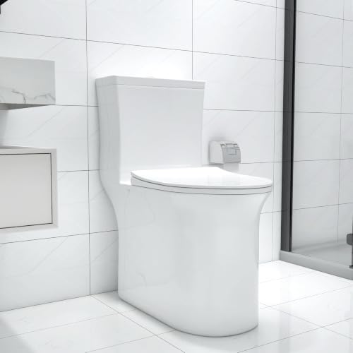 Image of One Piece Tall Toilet, 18.5-Inch Bowl, Dual Flush, White