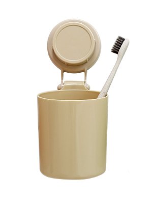 Shuangqin Zahnbürstenhalter Zahnputzbecher-Halter Zahnpastahalter mit Saugnapf-Halterung ohne Bohren braun Cover