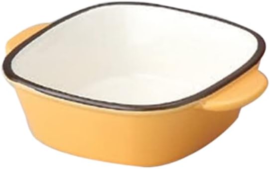 Set of 3 Gratin Dish with Yellow Square Ears [6.2 x 4.9 x 1.7 inches (15.8 x 12.4 x 4.3 cm), Western Tableware, Cafe, Restaurant, Coffee, Commercial Use, Hotel
