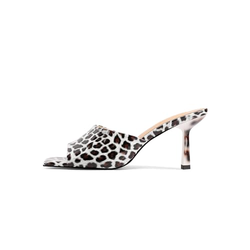 Open-Toe Patent Leather Kitten Heel Mules with Slim Stiletto for Women Sexy Leopard Print Slip On Square-Toe Slide Sandals2
