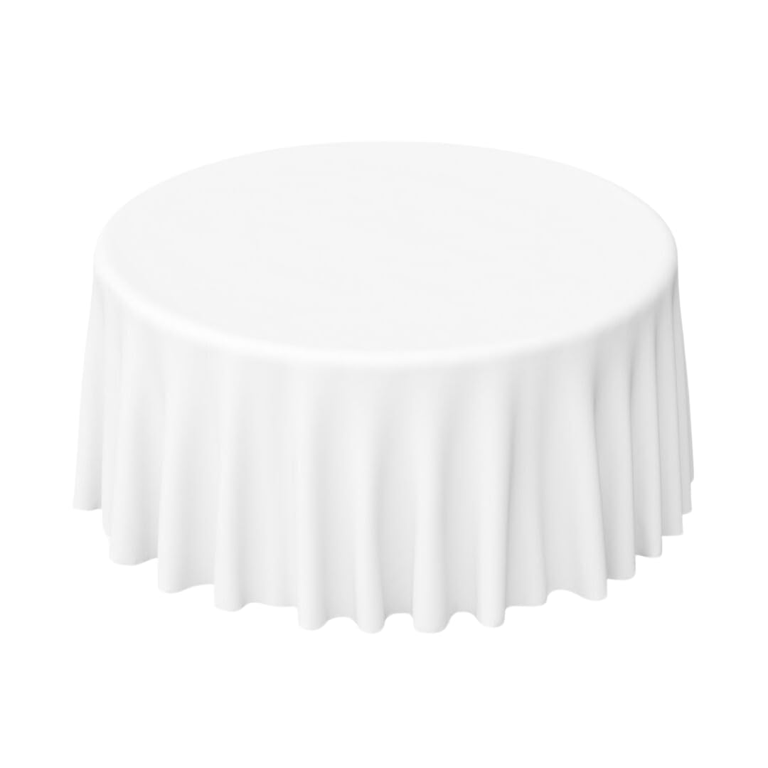 Nappe ronde 300 cm blanche en coton et polyester facile à repasser