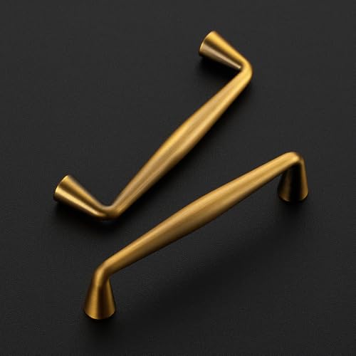 Image of Ravinte Brushed Brass Cabinet Handles Solid Handles,3-3 /4 Inch,5 Pack