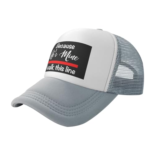 Because He's Mine I Walk This Line Firefighter Wife Trucker Hat Snapback Mesh Baseball Cap Unisex - Main Image