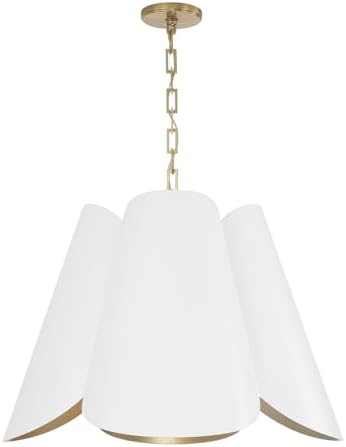 Capital Lighting 355441RE Maeve Chic Style Metal Pendant Ceiling Light, 4-Light 240 Total Watts, 19" H x 27" W, Matte Brass and White