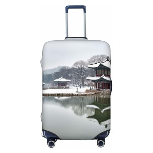 Elastic Travel Luggage Cover for Suitcase Tsa Approved Stretch Scratch-Resistant Suitcase Protector Cover Washable Korea Winter Lake Baggage Covers Fits 18-32 Inch Luggage Case