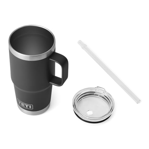 YETI Rambler Trinkbecher Mit Trinkhalmdeckel, Black, 25 oz (739 ml) – Ansicht 3