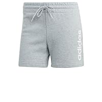 adidas Women's Essentials Linear French Terry Shorts, Medium Grey Heather, White, X-Large, Petite