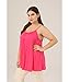 RITERA Women’s Plus Size Tank Tops 2X Hot Pink Boho Floral Loose Cami Spaghetti Strap Tunic Blouses Solid Color Basic Camisole 2XL
