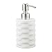 Produktbild Relaxdays Seifenspender, 200 ml, nachfüllbar, Bad, WC & Küche, Polyresin, Edelstahlpumpe, Flüssigseifenspender, weiß