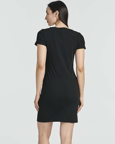Image of Real Essentials 3 Pack: Women's Ribbed Mini Dress - Short Sleeve T-Shirt Dress Slim Fit Casual Summer Dress