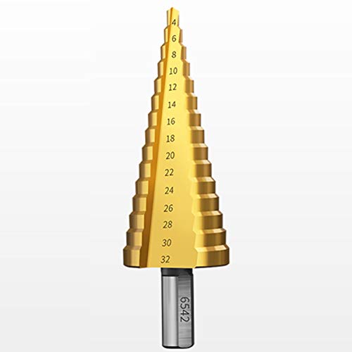 LOKIHステップドリルビット高速度鋼ドリルコーンビット板金穴あけ加工用、HSSマルチサイズ穴ステップアップUnibit DIY愛好家の電気技師,Straight groove 15th orderのサムネイル