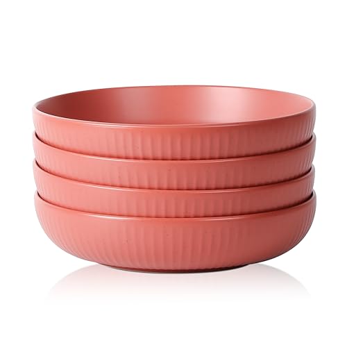 Image of Stone Lain Logan Stoneware Pasta Bowl Set of 4, Terracotta