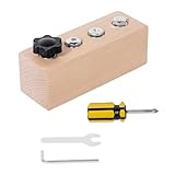 2026 Tabla de actividades educativa Montessori con función de tornillo. Destornillador de madera para promover la motricidad fina, coordinación mano-ojo, capacidad de concentración en niños pequeños
