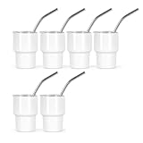 Mini-Schnapsglas-Set,Mini-Schnapsgläser mit Strohhalm und Deckel,Personalisierbar,6 Stück,Edelstahl,Doppelwandig und Vakuumisoliert,Mini-Schnapsglas für heißen und kalten Kaffee,Spirituosen,Hochzeit