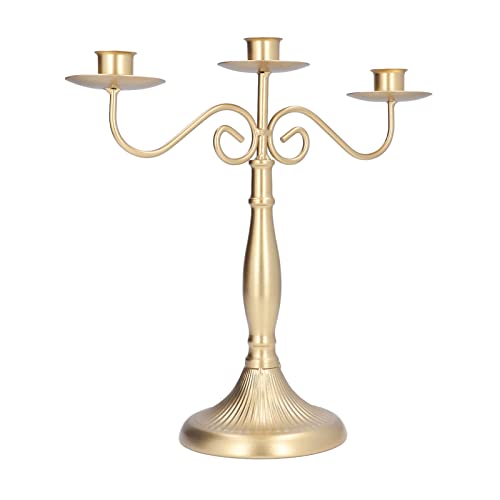 Ausla Portavelas de 3 Brazos Portavelas de Metal Vintage Candelabro de Estilo Europeo de Oro Antiguo para Decoración de Bodas, Fiestas, Velas, Cenas, Navidad