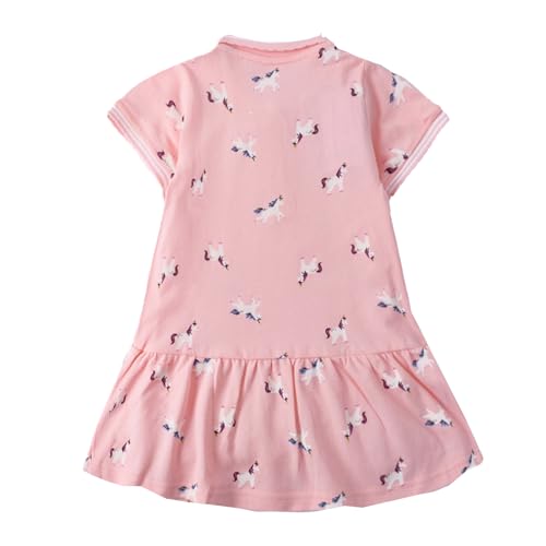 Image of HILEELANG Girls Polo Dress Cotton Short Sleeve Summer Casual School Uniform Dress for Toddler Little Girls 2-8 Years