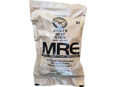 Genuine Military MRE Meal with Inspection Date September 2017 or Newer (Beef Stew)