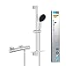 Produktbild GROHE Precision Feel, Duschset mit Thermostat wassersparend, 8l pro Min (Duscharmatur hält Temperatur konstant, Duschkopf 3 Strahlarten, 1,75m Schlauch, Duschstange 60cm, 3in1 Tool), chrom, 34791001
