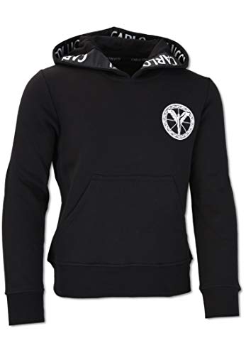 Carlo Colucci Kinder Kapuzen-Sweatshirt aus Baumwollfleece, Schwarz Schwarz...