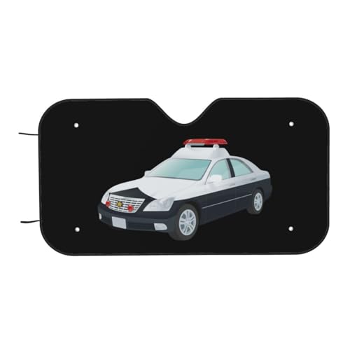 車用サンシェード パトカー柄 カーサンシェード 車用 サンシェード フロントガラス用 遮光 遮熱 Uvカット 紫外線カット おしゃれ 軽自動車 簡単取付 吸盤付き 折りたたみ 車中泊 仮眠 プライバシー保護 車用品 130x70cm