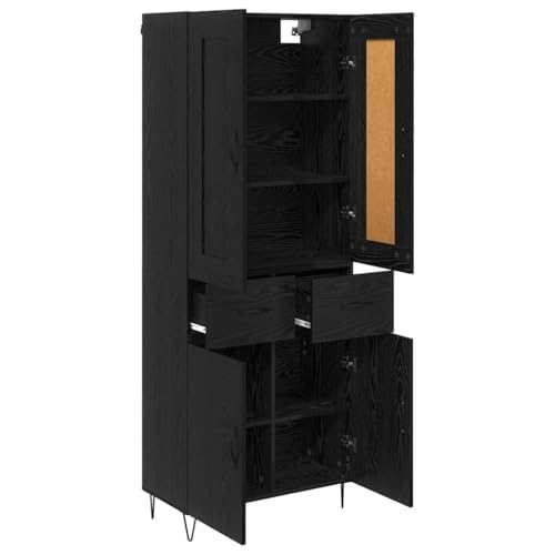 Buffet chêne noir meuble de rangement pour cuisine et séjour - 6