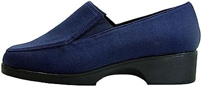 Fuzzy Indie (6953) Women's Wide Width Classic Slip On Shoes Navy 7 | Image 2