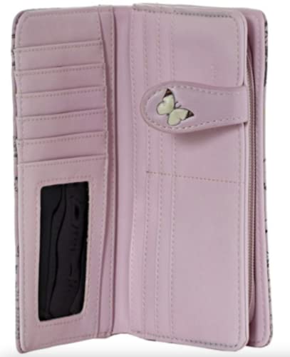 Shag Wear Butterflies Vintage Time Piece Large Fashion Wallet for Women Vegan Faux Leather 7" Pink - Image 5