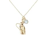 Gemshine Halskette Golftasche Golfbag mit Golfschlägern und Chalcedon Anhänger in 925 Silber, vergoldet oder rose - Sportschmuck Made in Madrid, Spain, Metall Farbe:Silber vergoldet