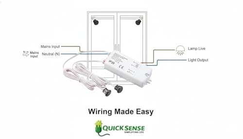 Image of Quick Sense QS-WR22 Wardrobe Sensor Switch Double Door | Automatic IR Door Sensor for Almirah, Closet & Cabinet Lights | 220-240V AC, 500W | Both Doors Shut to Switch Off
