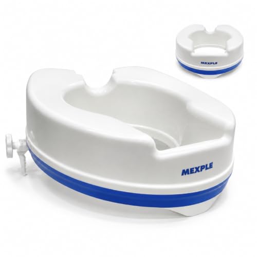Image of MEXPLE RaiXer4DC Raised Toilet Seat Riser for Elderly & Patients | 4-Inch Elevated Toilet Seat with Deep Front Cut | Toilet Elevator for Knee Replacement, Post Surgery & Mobility Support | No Top Lid