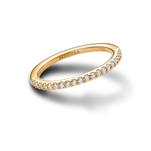 PANDORA Timeless Anillo chapado en oro de 14 quilates con circonitas cúbicas transparentes