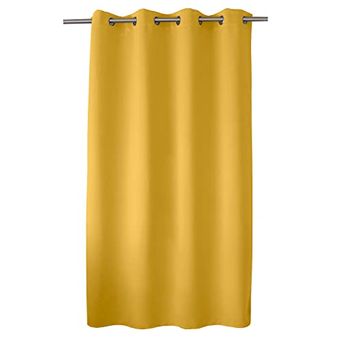 ED ENJOY HOME Rideau Obscurcissant avec Œillets argentés, Jaune, 140x180cm, 100% Polyester, Tissu Certifié Oeko-TEX, Collection Réglisse