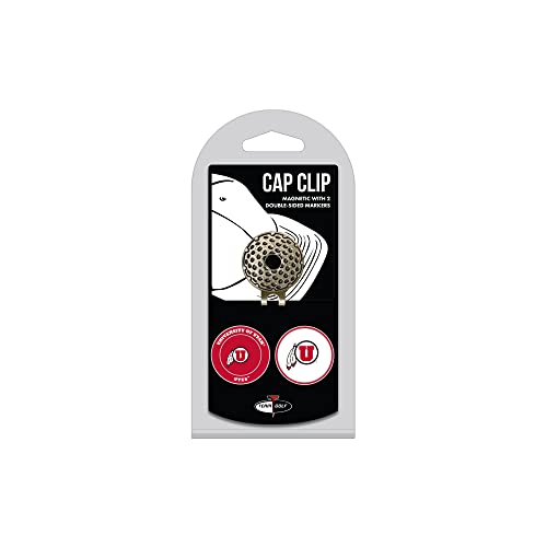 Team Golf NCAA Utah Utes Cap Clip With 2 Golf Ball Markers Golf Cap Clip with 2 Removable Double-Sided Enamel Magnetic Ball Markers, Attaches Easily to Hats