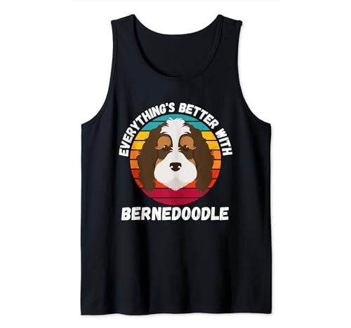 Vintage Todo es Mejor Con Retro Bernedoodle Lover Camiseta sin Mangas