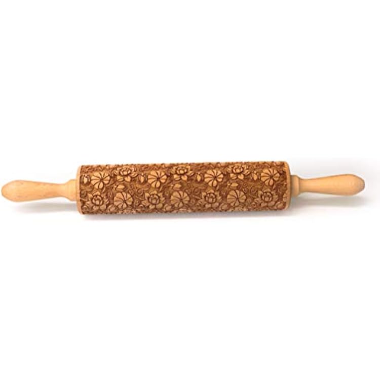 Rolling Pin Embossed with MONSTREA FLORAL Pattern for Baking Engraved Cookies Size Large 16.9 inch