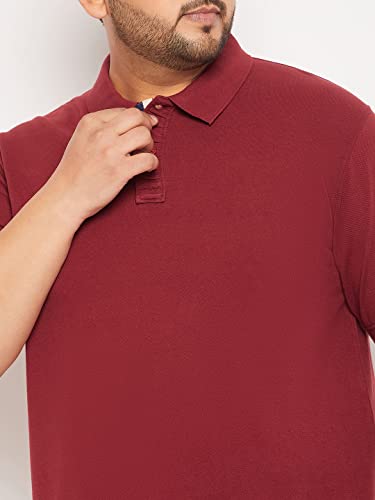Image of Club York Men Cotton Blend Half Sleeve Polo Neck Solid Plus Size T-Shirt