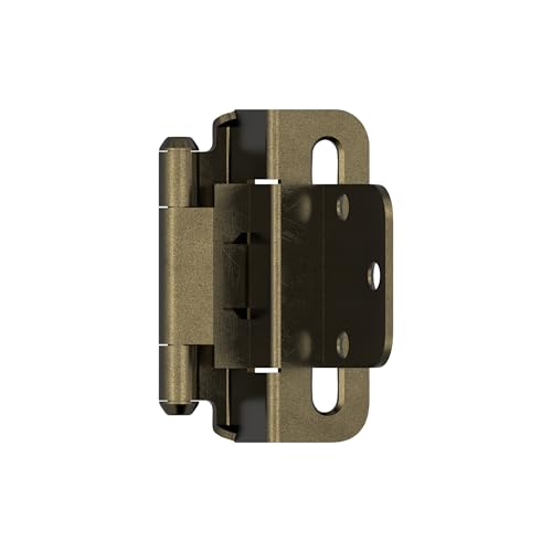 Image of Amerock 1 Pair 3 /8 inch Inset Burnished Brass Self-Closing Wrap Cabinet Hinge | Steel Cabinet Hinge for Kitchen, Bathroom and Furniture Doors, 3 /8 inch (10mm) Inset, Self Closing, Partial Wrap