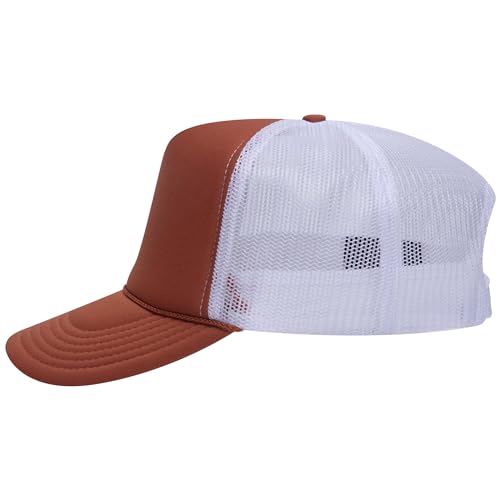Image of OTTO Polyester Foam Front 5 Panel High Crown Mesh Back Trucker Hats in 97, Bulk, Wholesale