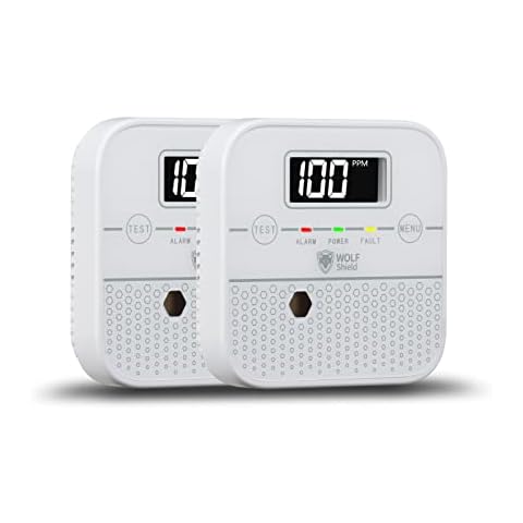 Wolf Shield 2022 New Carbon Monoxide Alarm With Sealed 10-Year Lithium Battery Life-Time Warranty - 2 pack (2, WHITE) Cover