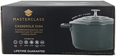 MasterClass Medium Casserole Dish with Lid, Lightweight Cast Aluminium, Induction Hob and Oven Safe, Hunter Green, 4 Litre/24 cm