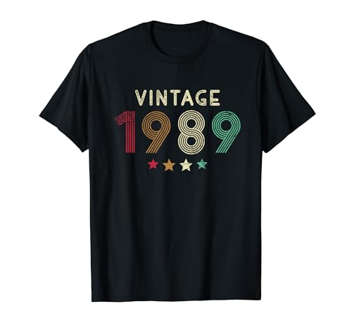Vintage 1989 Birthday Retro Year of Birth 80s 90s Graphic Maglietta