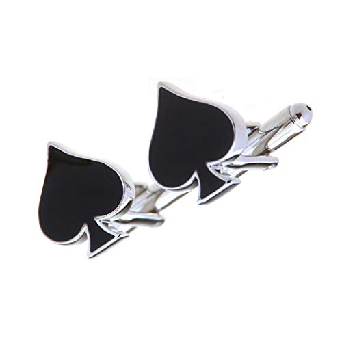 MRCUFF Spades Spade Playing Cards Poker Pair Cufflinks in a Presentation Gift Box & Polishing Cloth