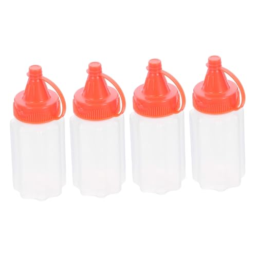 STOBAZA 4 piezas Botellas para Condimentos Mini Dispensadores Exprimibles con Tapa para Salsa Ketchup y Mostaza Envases Transparentes para Picnic y Barbacoa